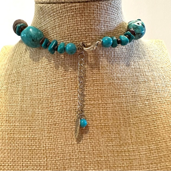 Coldwater Creek Boho Statement Necklace Faux Turquoise-dyed howlite stone lariat - Picture 12 of 13